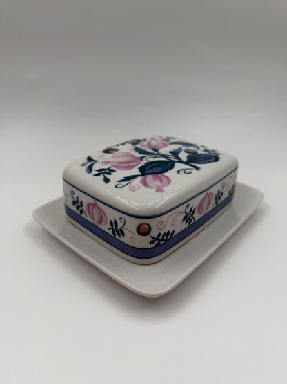 Vintage Butterdose Zwiebelmuster von Seltmann Weiden für Seltmann Weiden rare Farbvariante Rosa Blau