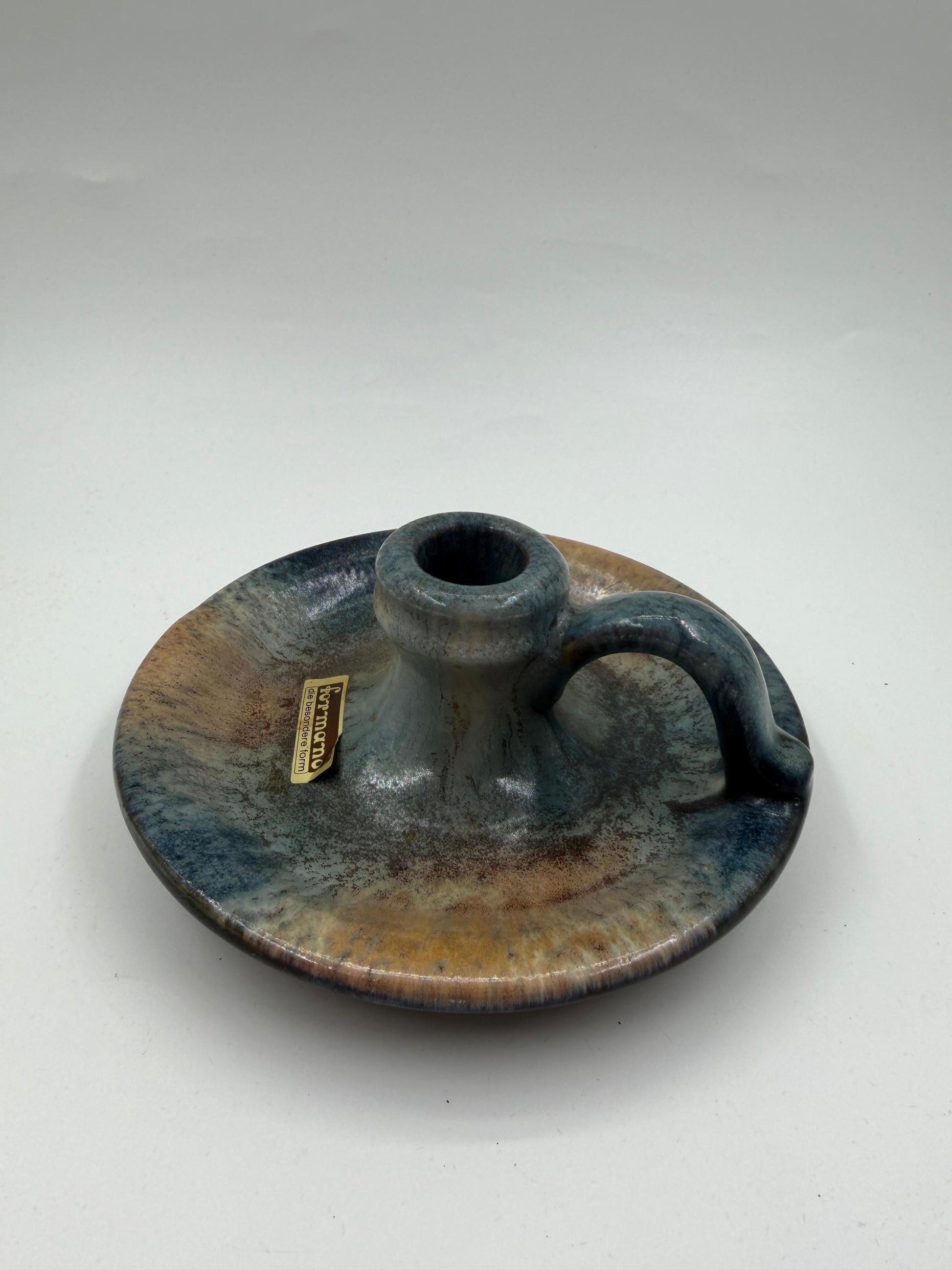 Vintage Kerzenhalter von Formano für Formano Tropfglasur blau grau erd﻿töne