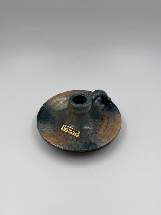 Vintage Kerzenhalter von Formano für Formano Tropfglasur blau grau erd﻿töne