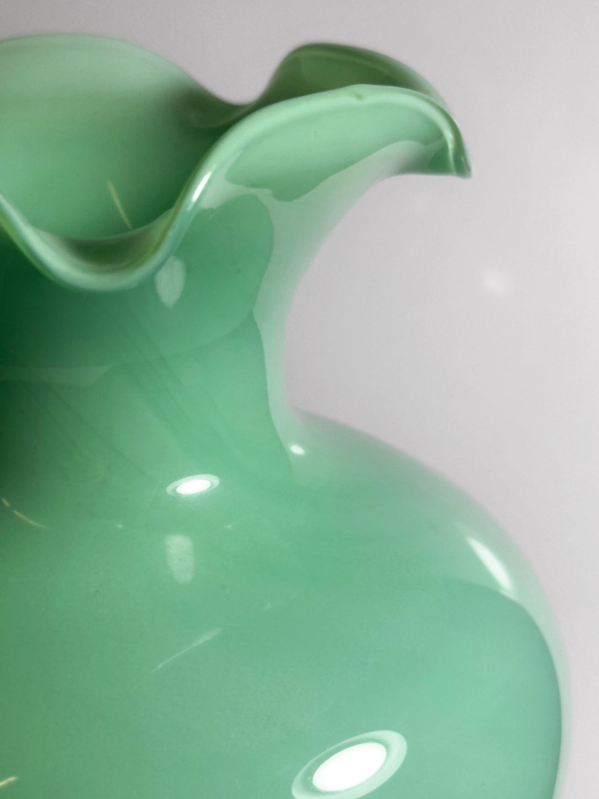 Vintage Murano Opalglas Vase in Jadegrün, Italien 1950er