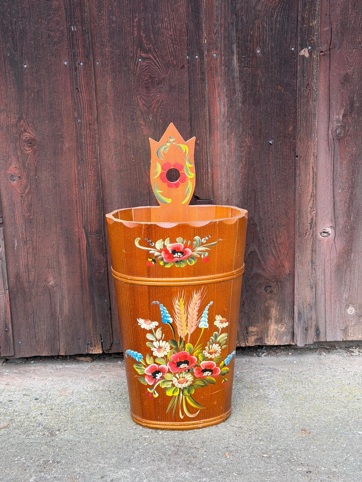Vintage Schirmständer Keramik handbemalt floral mehrfarbig