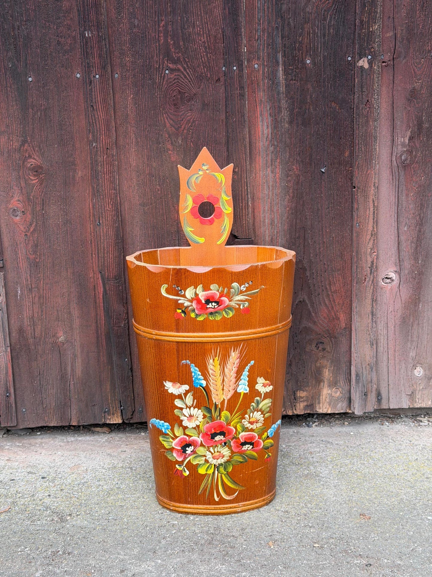 Vintage Schirmständer Keramik handbemalt floral mehrfarbig