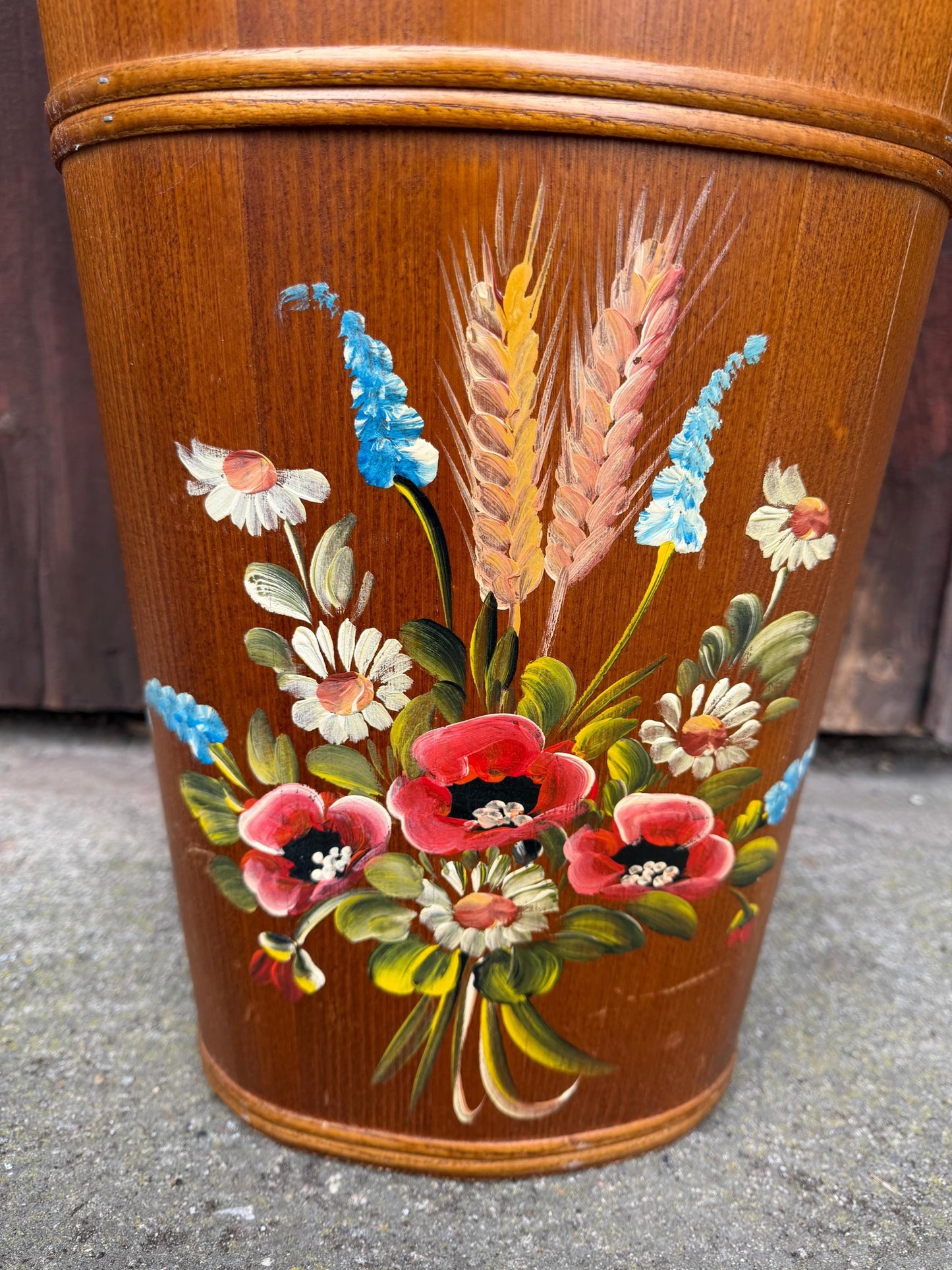 Vintage Schirmständer Keramik handbemalt floral mehrfarbig