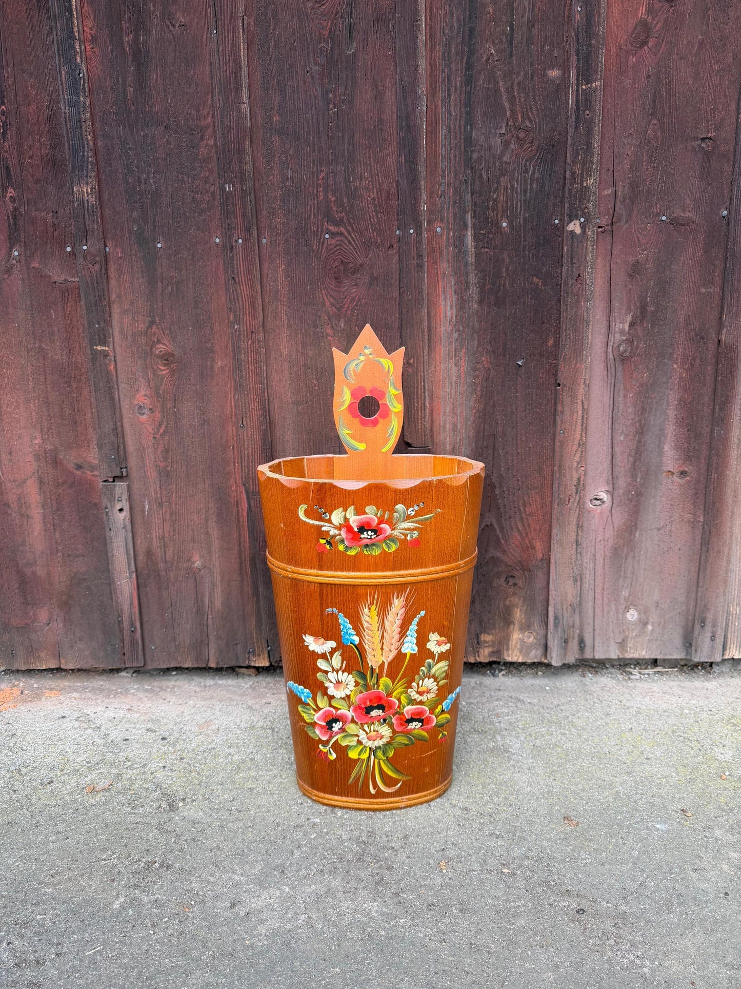 Vintage Schirmständer Keramik handbemalt floral mehrfarbig