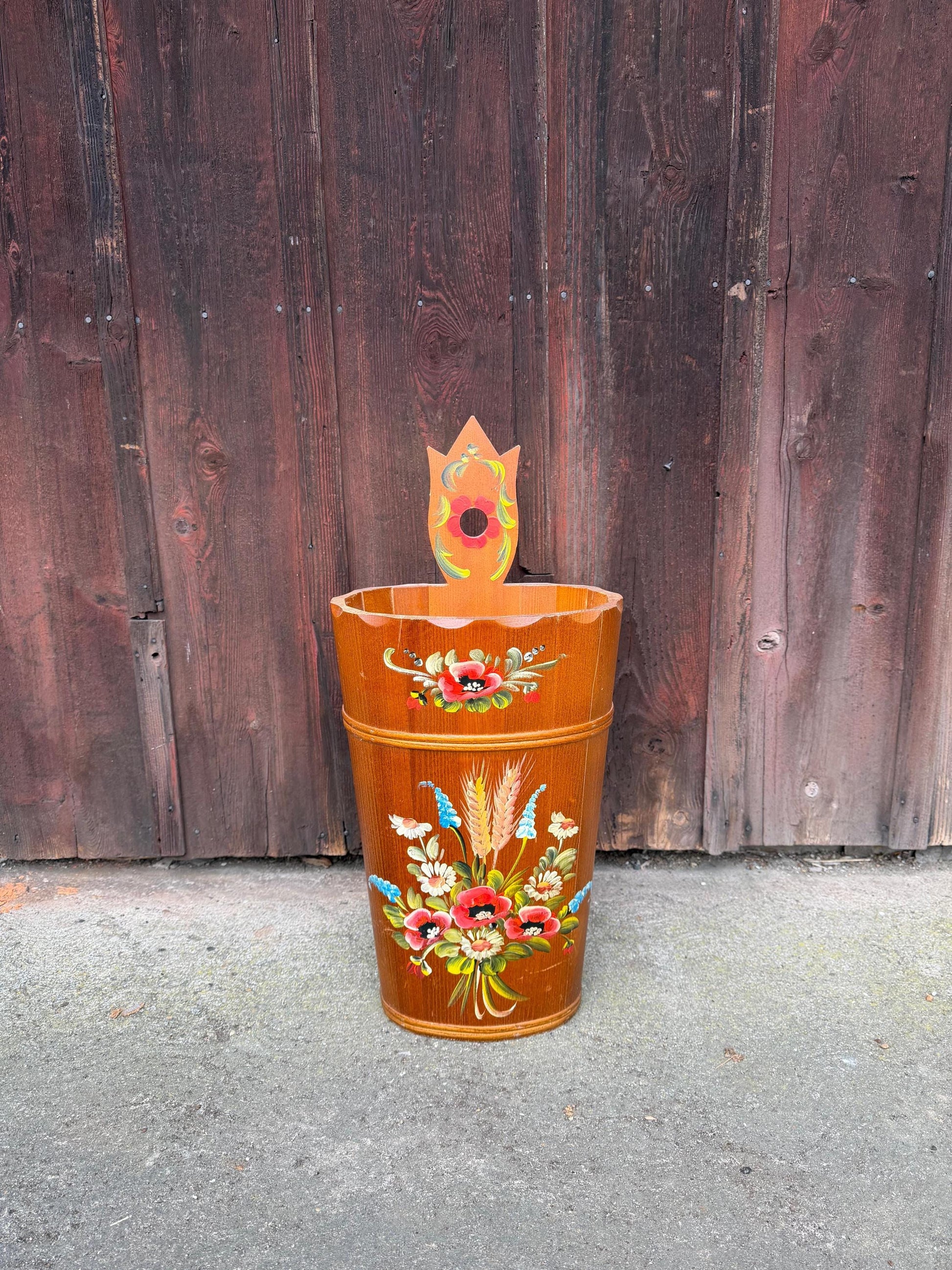 Vintage Schirmständer Keramik handbemalt floral mehrfarbig