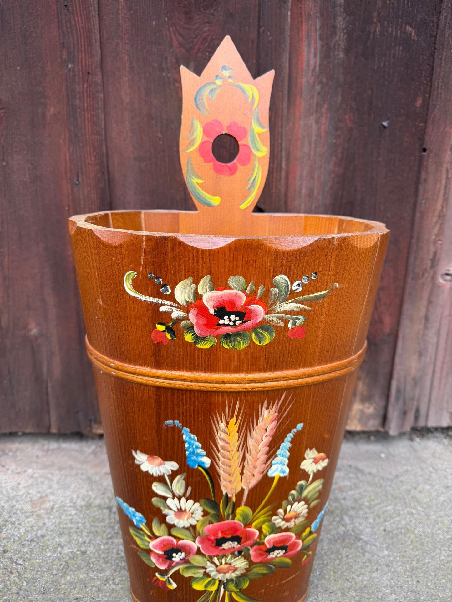 Vintage Schirmständer Keramik handbemalt floral mehrfarbig