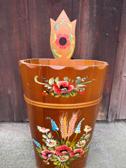 Vintage Schirmständer Keramik handbemalt floral mehrfarbig
