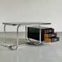Vintage Bauhaus Schreibtisch Chrom Rauchglas Schwarz Lackholz Vintage Büromöbel