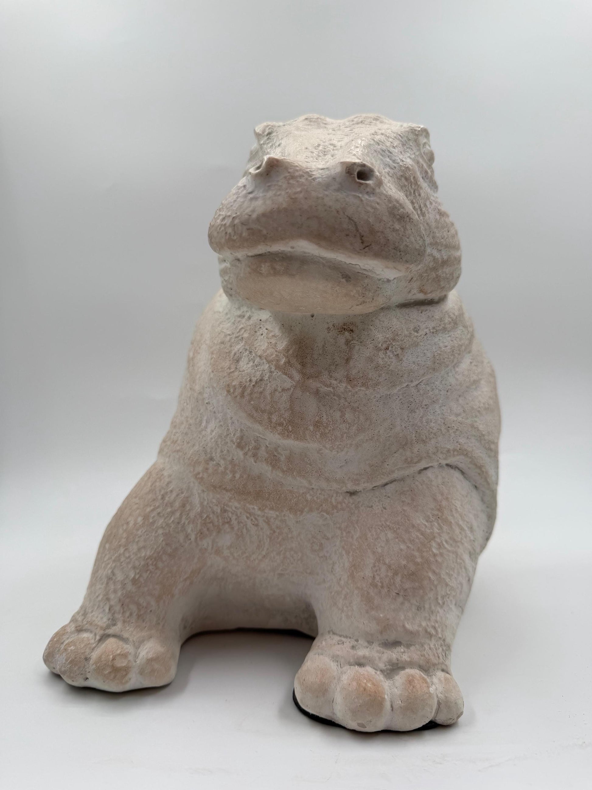 Vintage Skulptur Hippo von Paul Bellardo für Austin Productions grau erdig