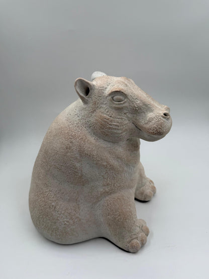 Vintage Skulptur Hippo von Paul Bellardo für Austin Productions grau erdig