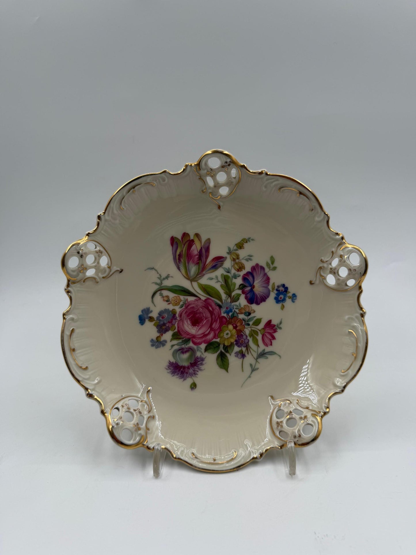 Vintage Prunkschale Moliere von Rosenthal, Elfenbein und Golddekor