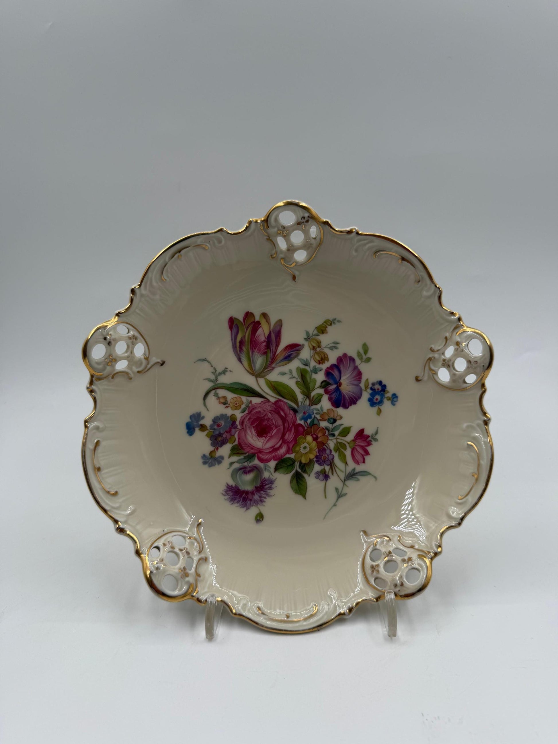 Vintage Prunkschale Moliere von Rosenthal, Elfenbein und Golddekor