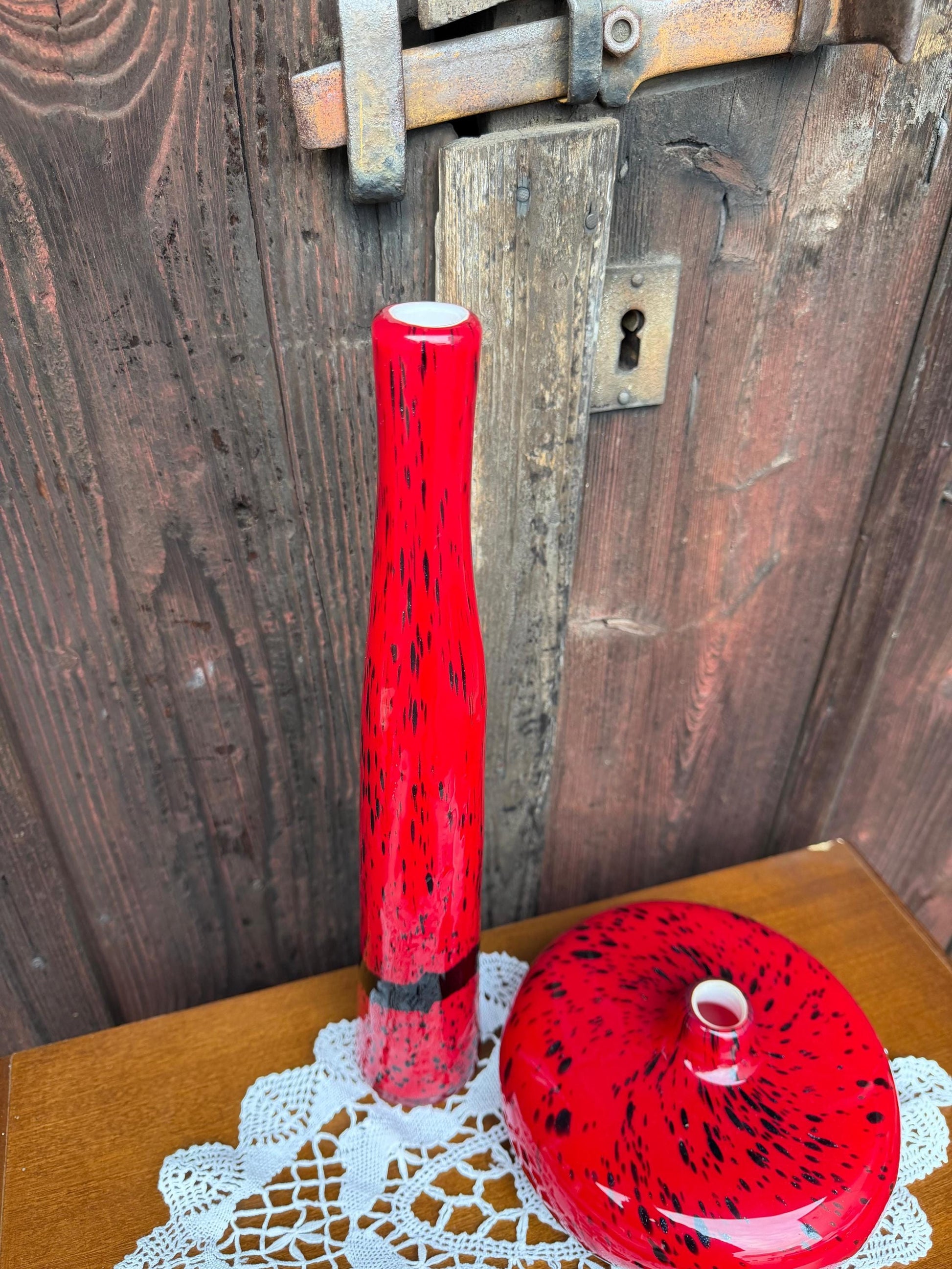 Vintage Vase Murano Rot Schwarz Vintage Attribut Dekoration Glas