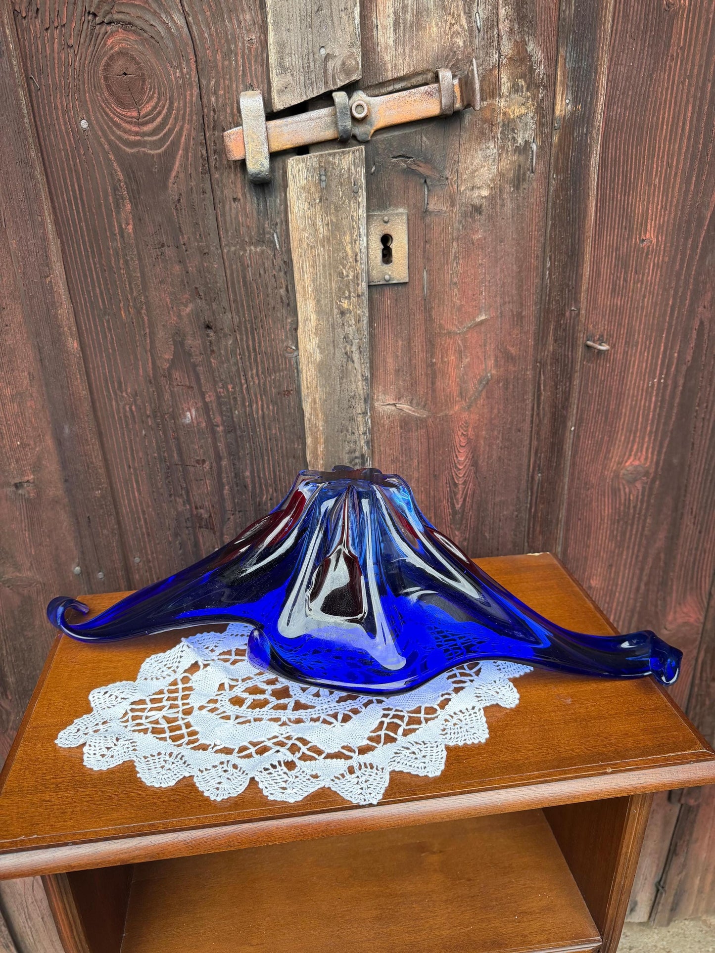 Vintage Glasschale Sommerso Murano blau rot klar riesig