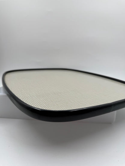 Vintage Serviertablett Gittermuster beige schwarz Metalltablett Retro Vintage-Bar Unterlage