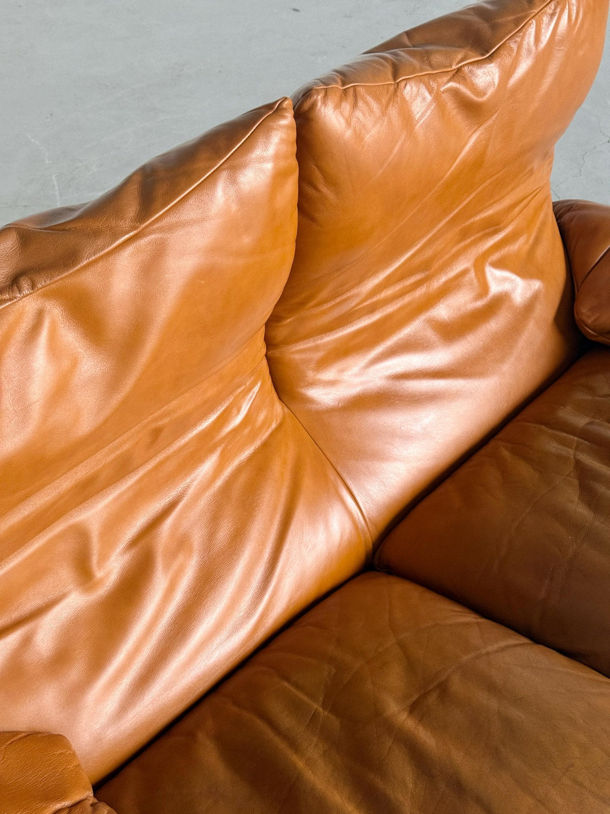 Vintage Sofa Maralunga von Vico Magistretti für Cassina cognacbraun Leder