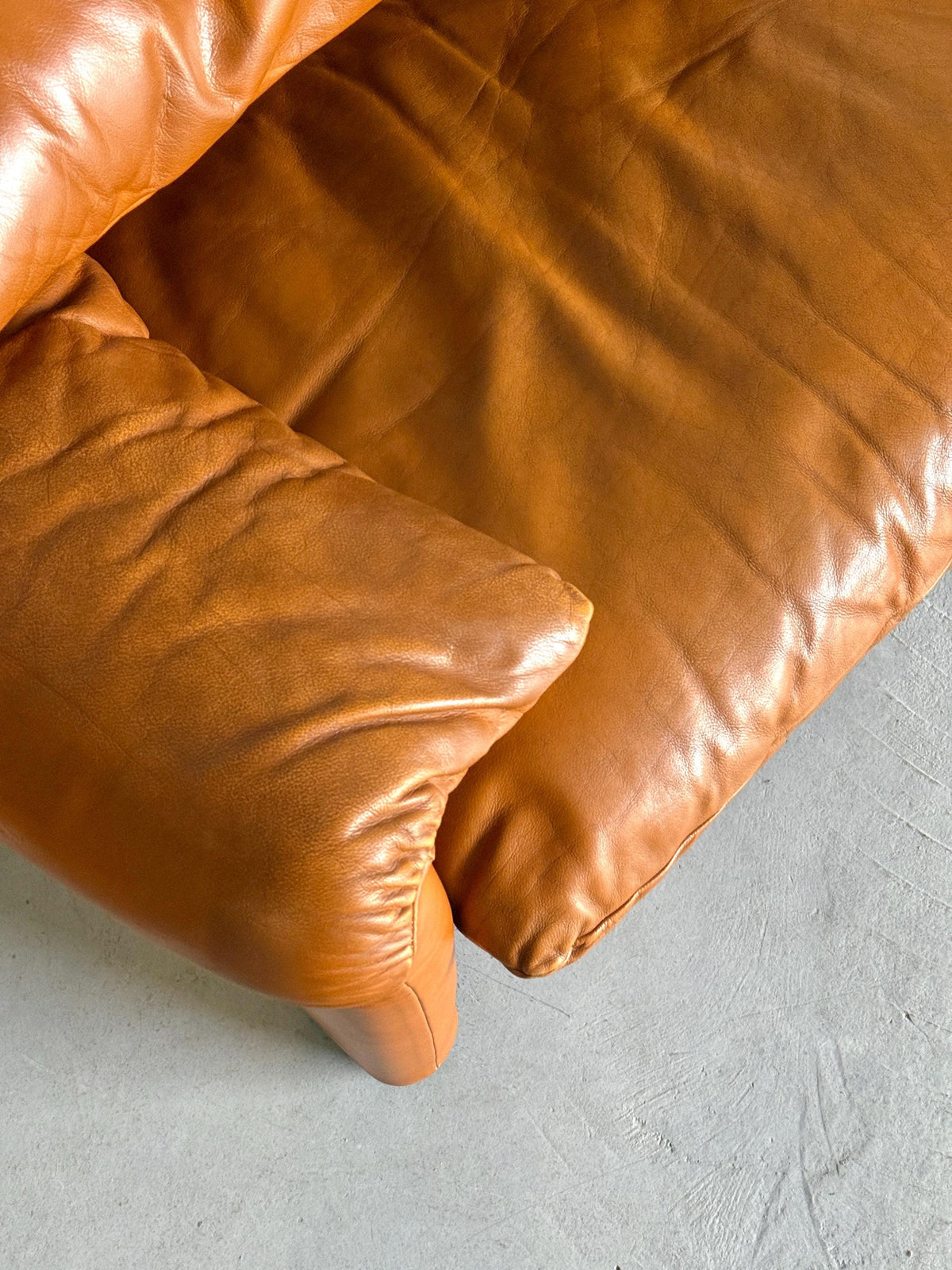 Vintage Sofa Maralunga von Vico Magistretti für Cassina cognacbraun Leder