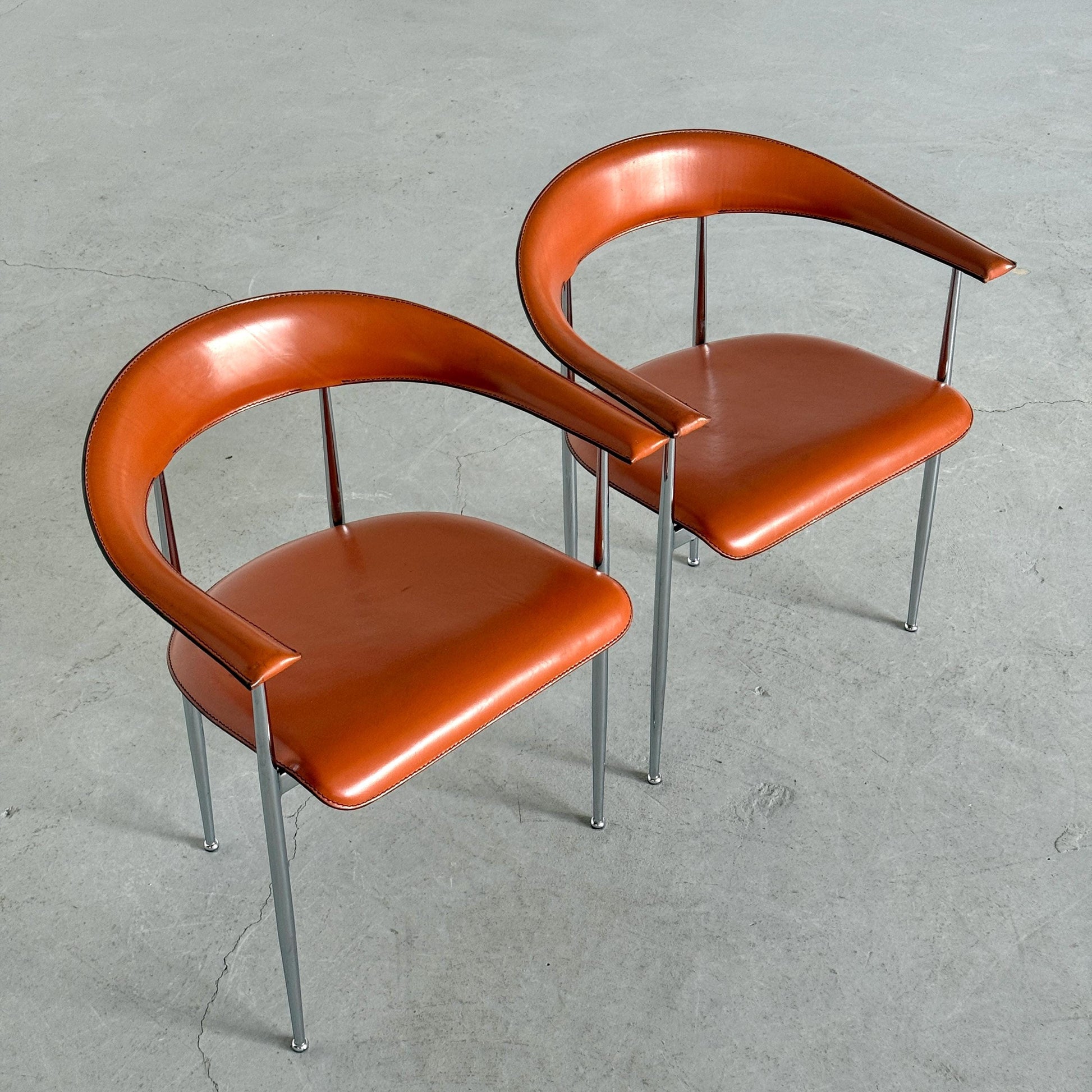 Vintage Set von 2 Stuhl P40 von Giancarlo Vegni und Gianfranco Gualtierotti für Fasem Cognac