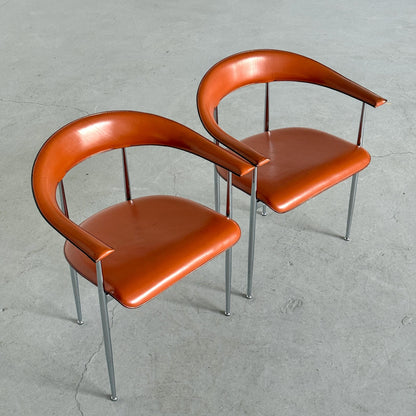 Vintage Set von 2 Stuhl P40 von Giancarlo Vegni und Gianfranco Gualtierotti für Fasem Cognac