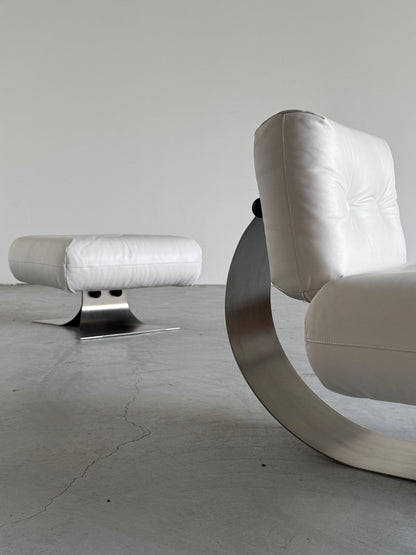 Vintage Lounge Chair Alta von Oscar Niemeyer für Mobilier International, Weißes Leder