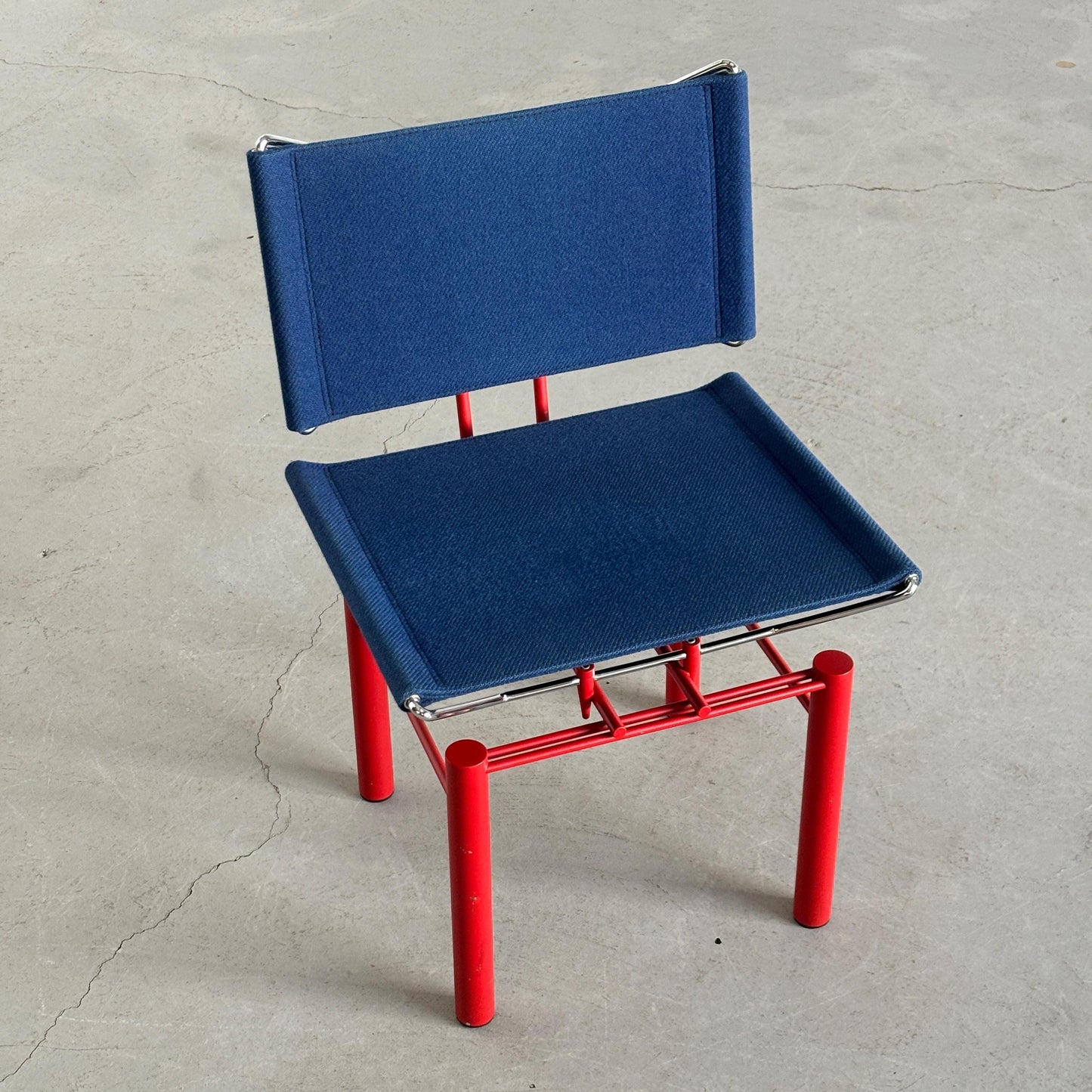 Vintage Stuhl '8600' von Hans Ulrich Bitsch für Kusch+Co Rot Chrom Dunkelblau