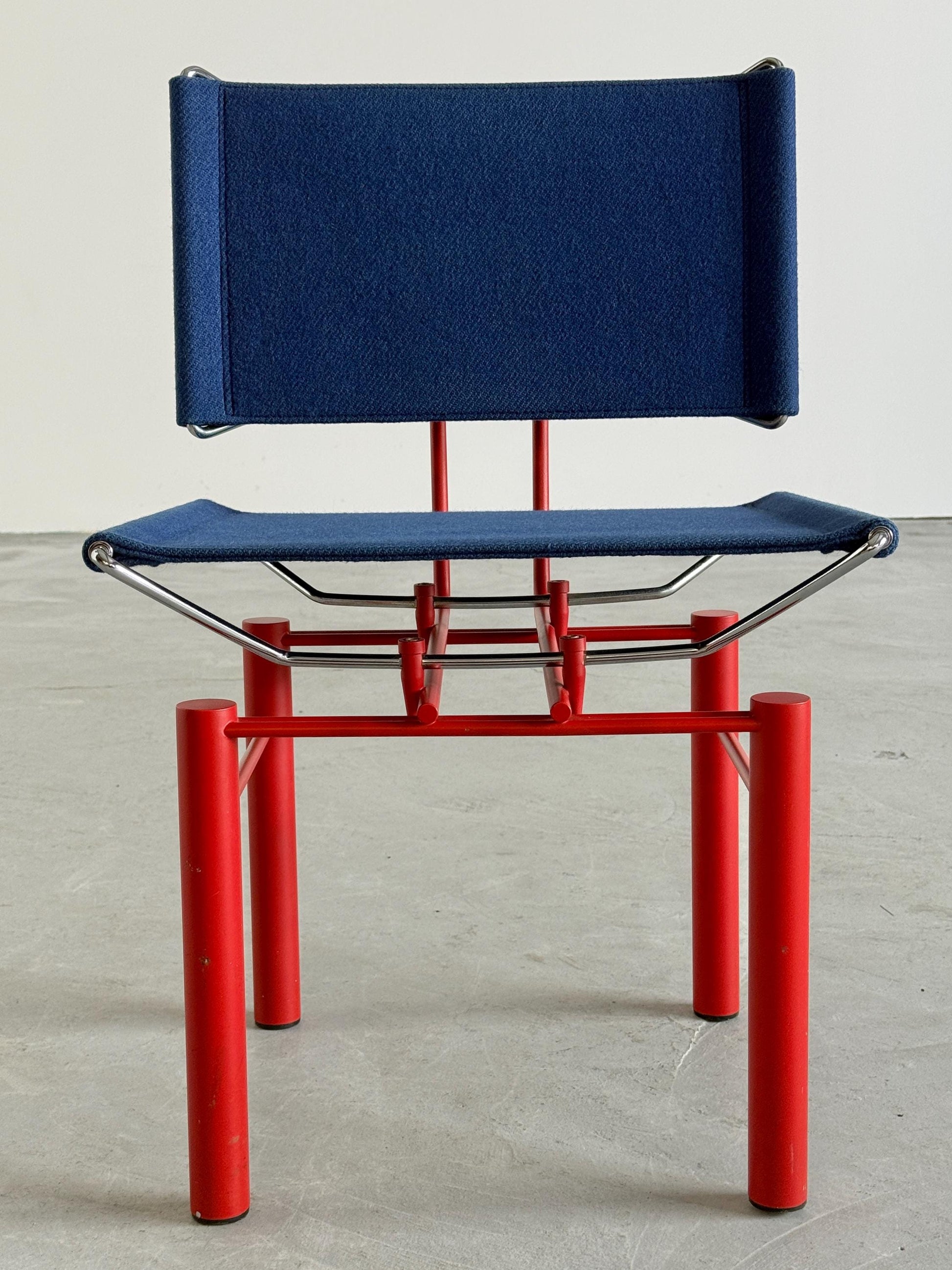 Vintage Stuhl '8600' von Hans Ulrich Bitsch für Kusch+Co Rot Chrom Dunkelblau