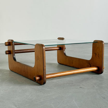 Vintage Couchtisch Kiefernsperrholz und Glas naturklar Kiefernsperrholz Glas klar Holz natur
