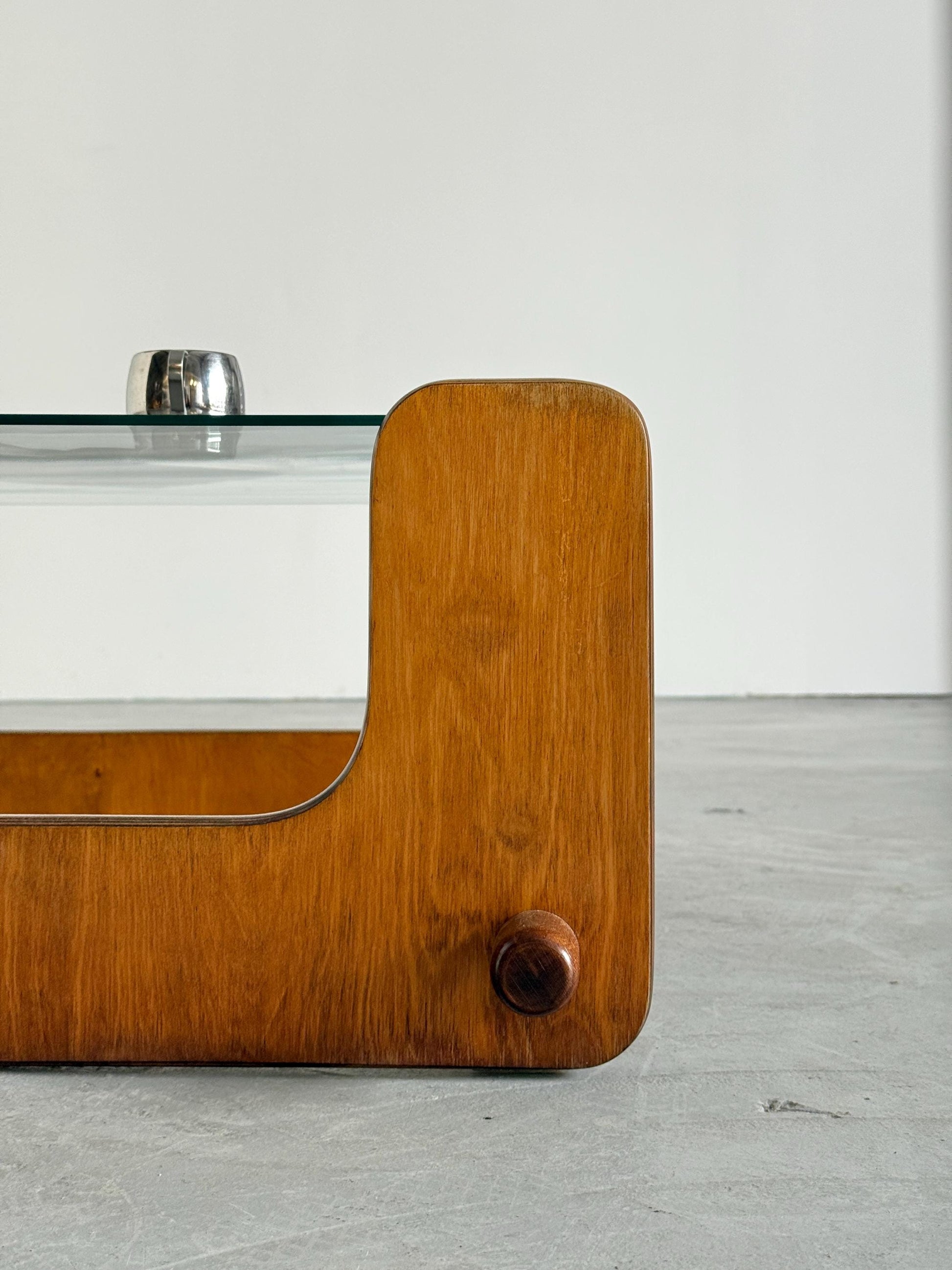 Vintage Couchtisch Kiefernsperrholz und Glas naturklar Kiefernsperrholz Glas klar Holz natur