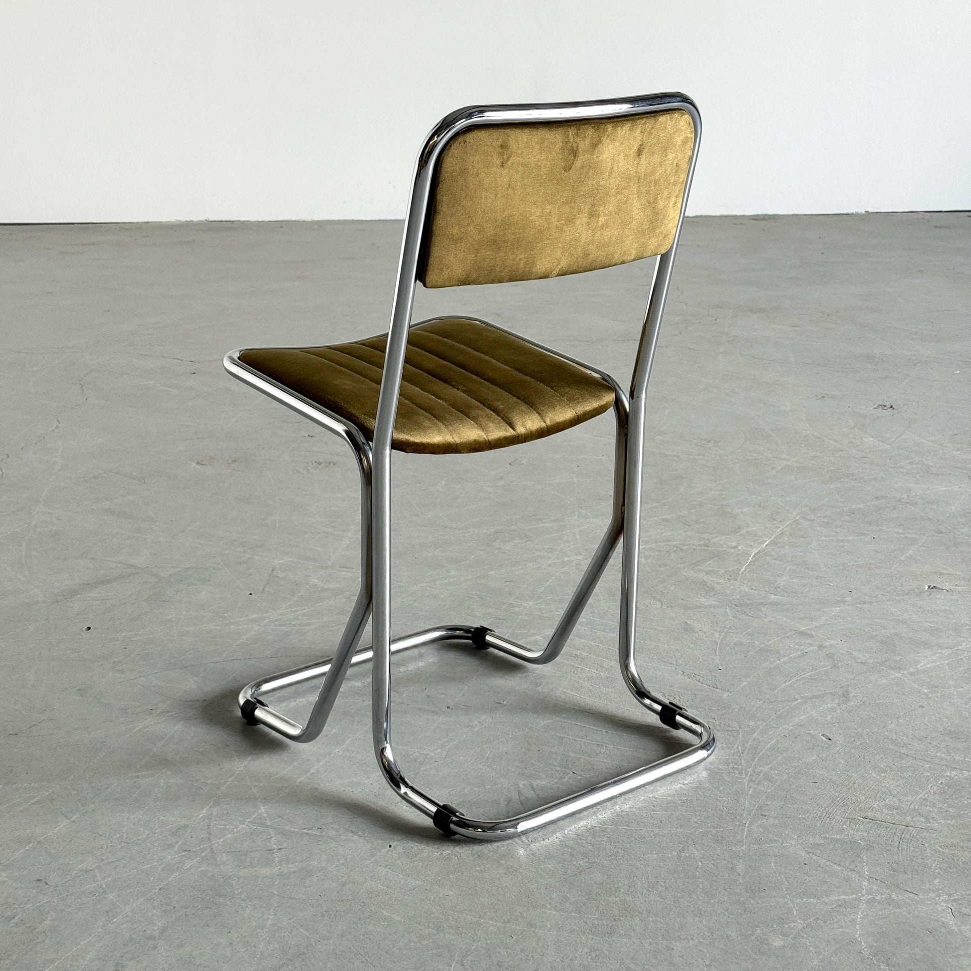Vintage Freischwinger Stuhl von Arflex für Arflex dunkelgrün chrom
