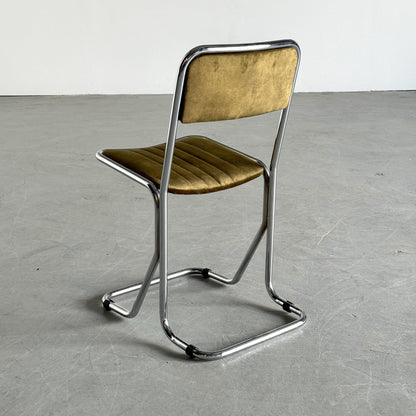 Vintage Freischwinger Stuhl von Arflex für Arflex dunkelgrün chrom