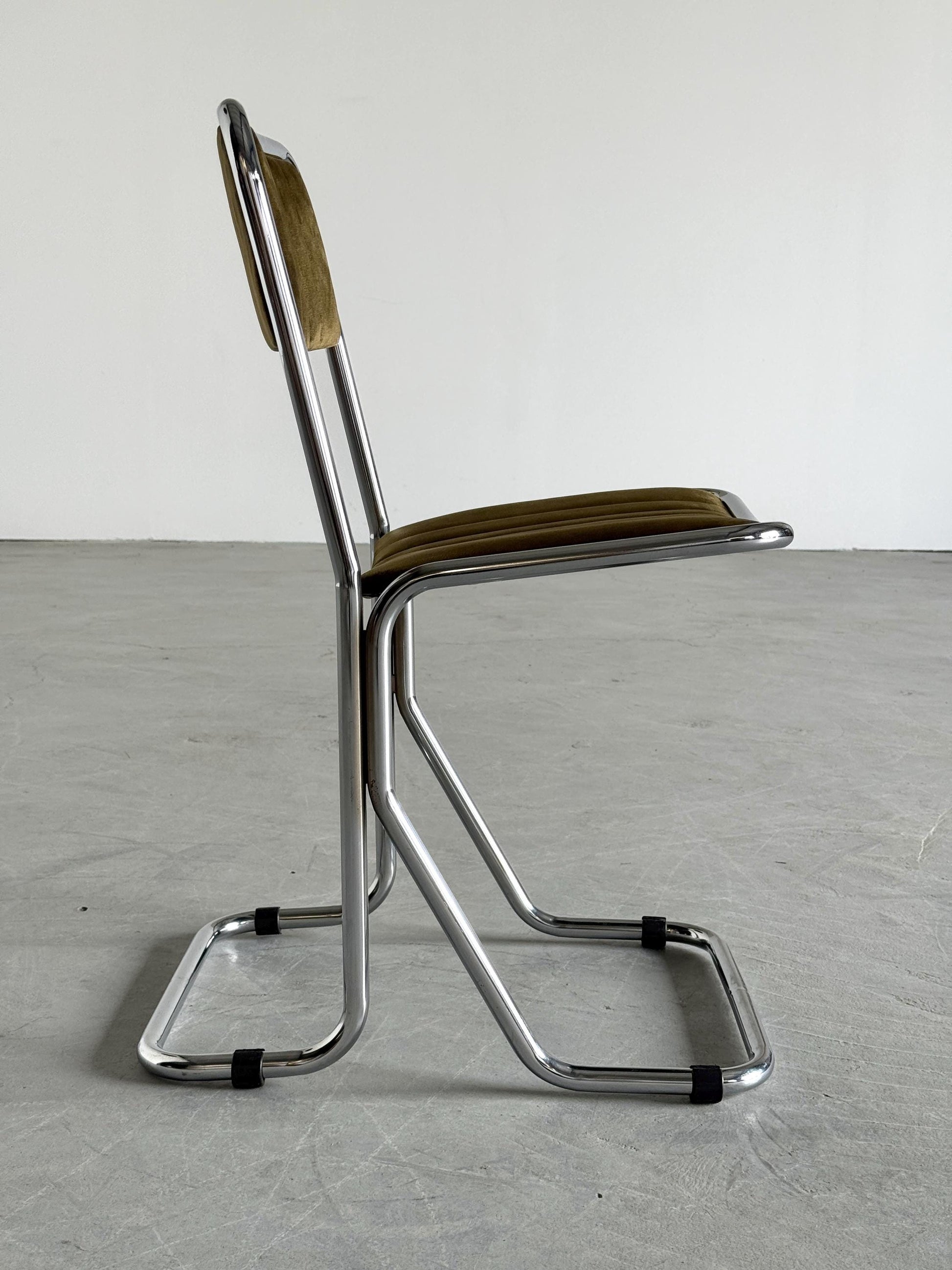 Vintage Freischwinger Stuhl von Arflex für Arflex dunkelgrün chrom