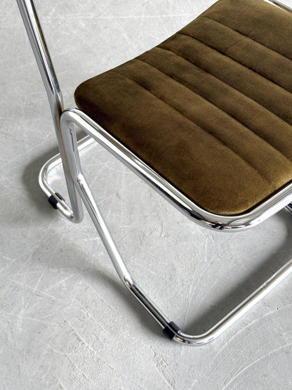 Vintage Freischwinger Stuhl von Arflex für Arflex dunkelgrün chrom