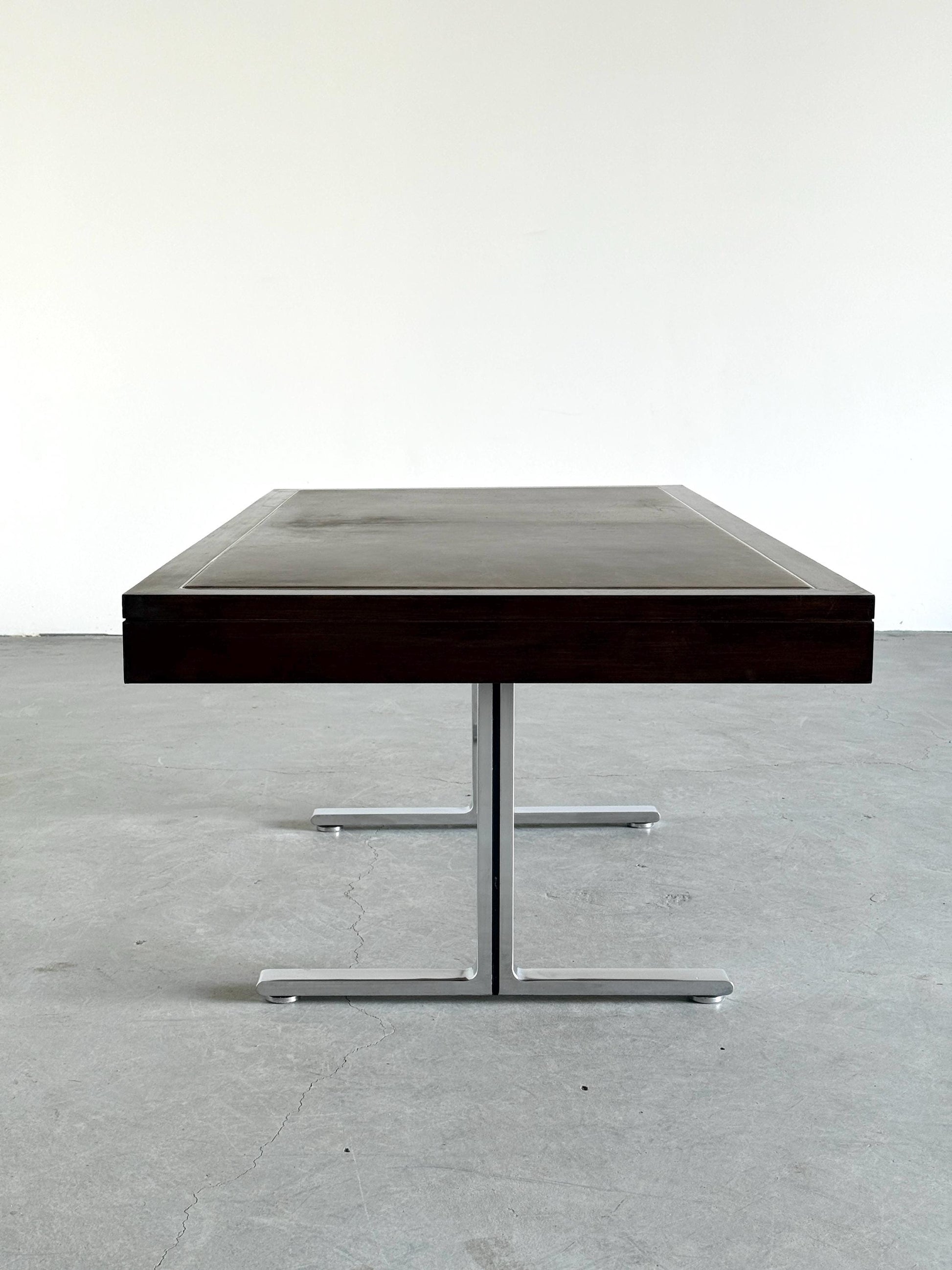 Vintage Schreibtisch für Walter Knoll Teak Leder Stahl