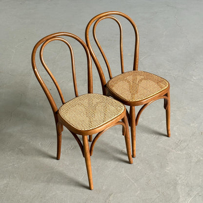 Vintage Set von 2 Stuhl No. 14 von Thonet für Thonet, Wiener Geflecht, naturholzton, Cane