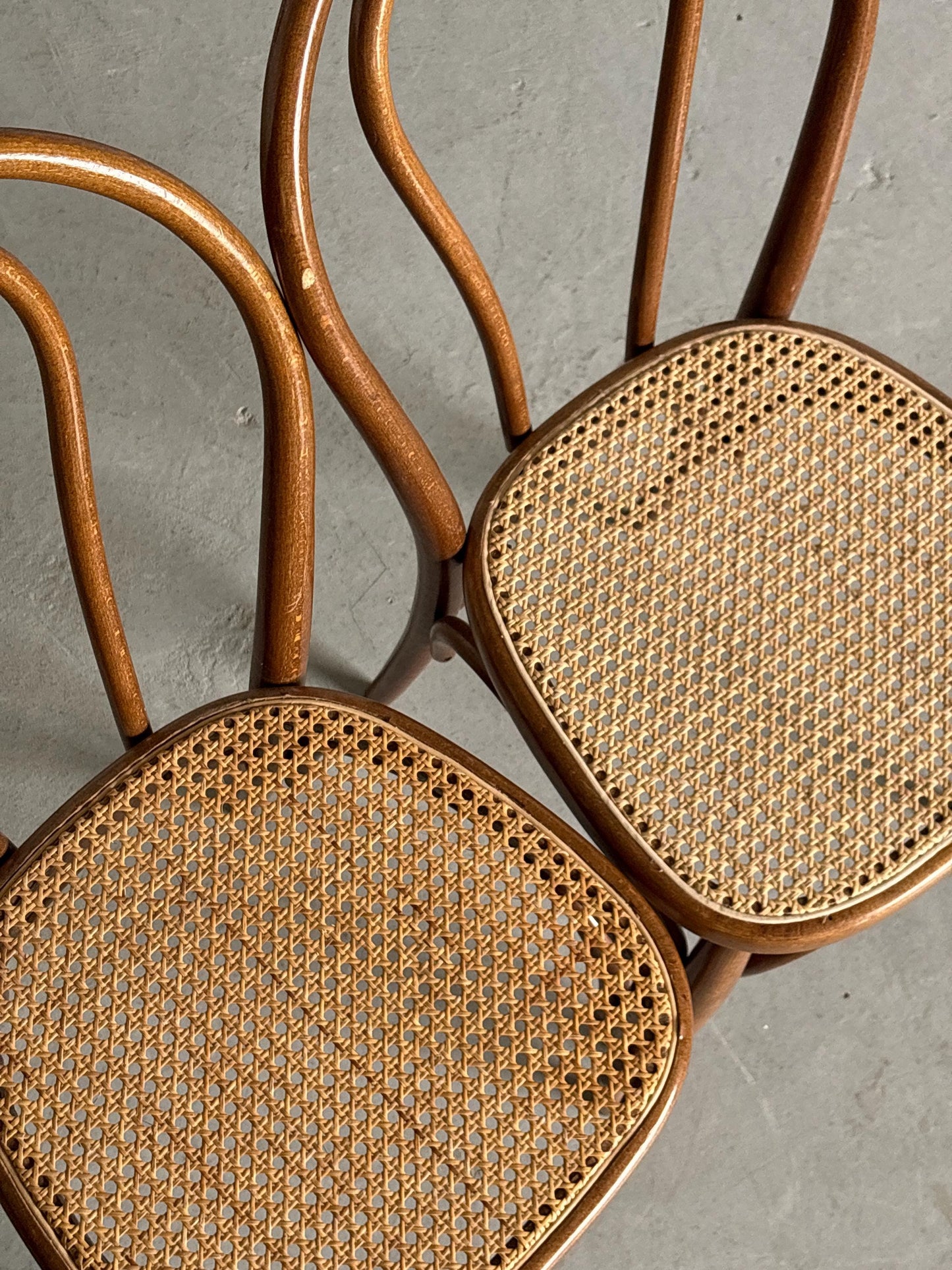 Vintage Set von 2 Stuhl No. 14 von Thonet für Thonet, Wiener Geflecht, naturholzton, Cane