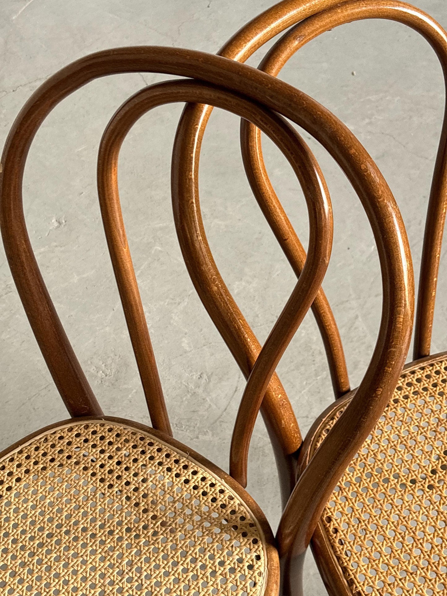 Vintage Set von 2 Stuhl No. 14 von Thonet für Thonet, Wiener Geflecht, naturholzton, Cane