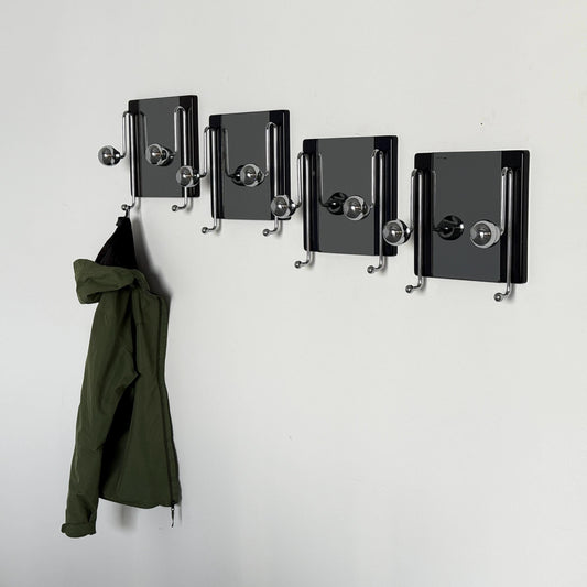 Vintage Garderobenhaken Set von 4 von Willy Rizzo für Rizzo Rauchspiegel Wandmontage