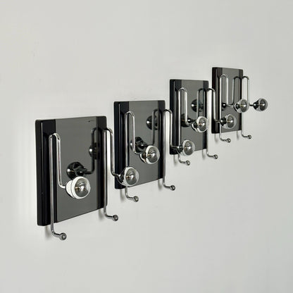 Vintage Garderobenhaken Set von 4 von Willy Rizzo für Rizzo Rauchspiegel Wandmontage