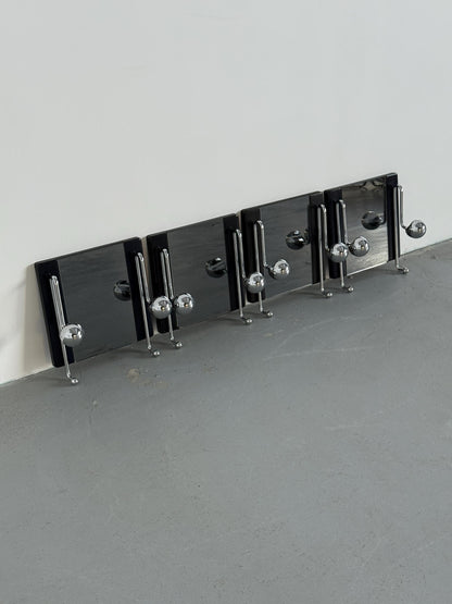Vintage Garderobenhaken Set von 4 von Willy Rizzo für Rizzo Rauchspiegel Wandmontage