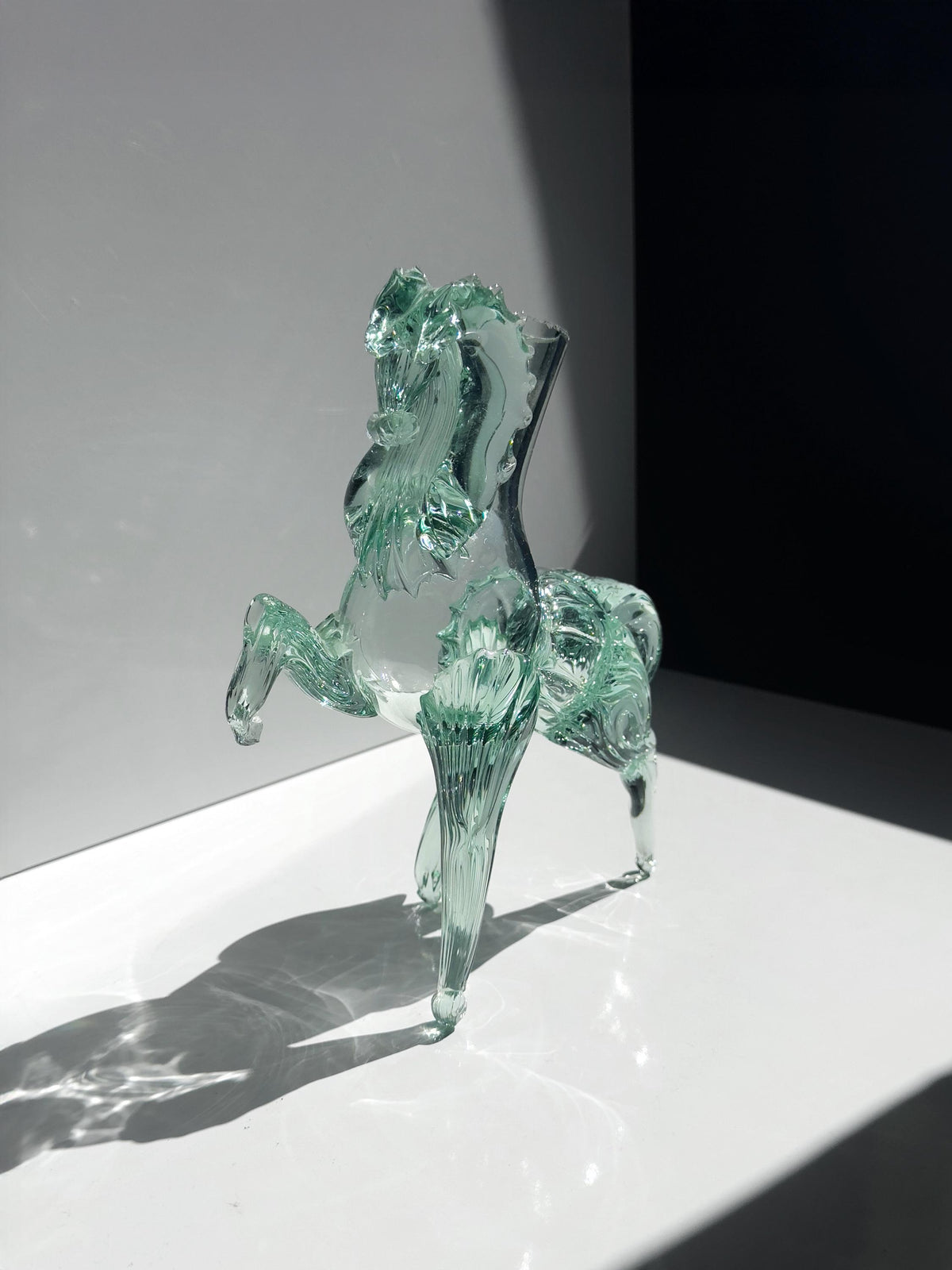 Vintage Murano Vase "Pferd" in Mintgrün