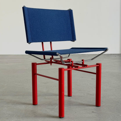 Vintage Stuhl '8600' von Hans Ulrich Bitsch für Kusch+Co Rot Chrom Dunkelblau