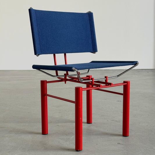 Vintage Stuhl '8600' von Hans Ulrich Bitsch für Kusch+Co Rot Chrom Dunkelblau