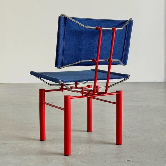 Vintage Stuhl '8600' von Hans Ulrich Bitsch für Kusch+Co Rot Chrom Dunkelblau