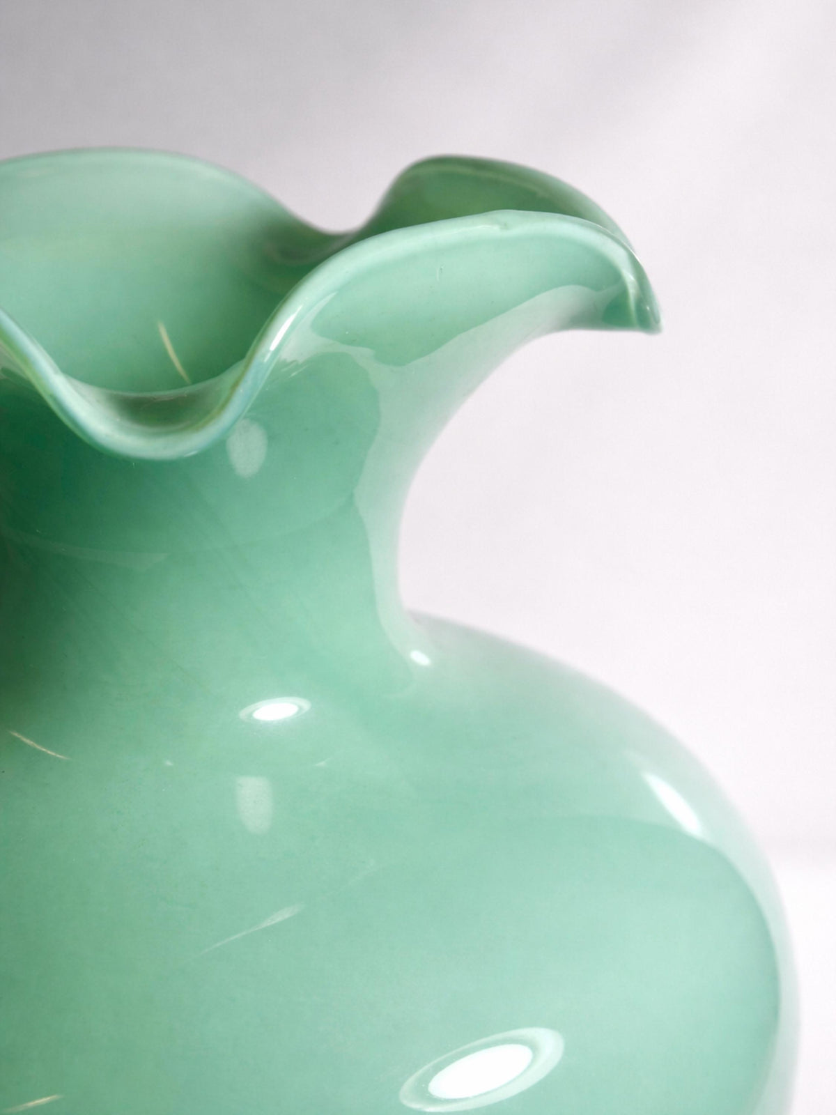 Vintage Murano Opalglas Vase in Jadegrün, Italien 1950er
