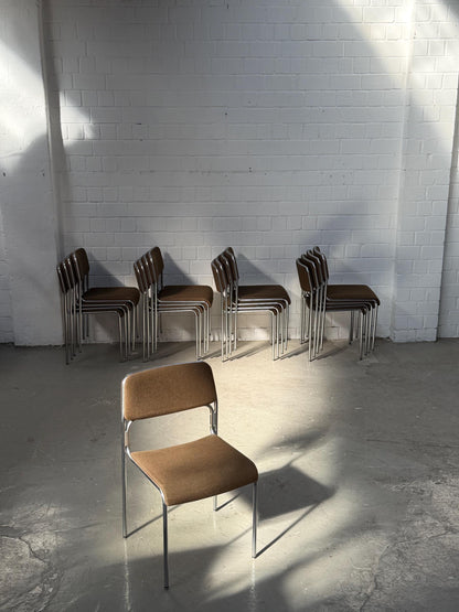 Vintage Stuhl Bauhaus, braun chrom, stapelbar
