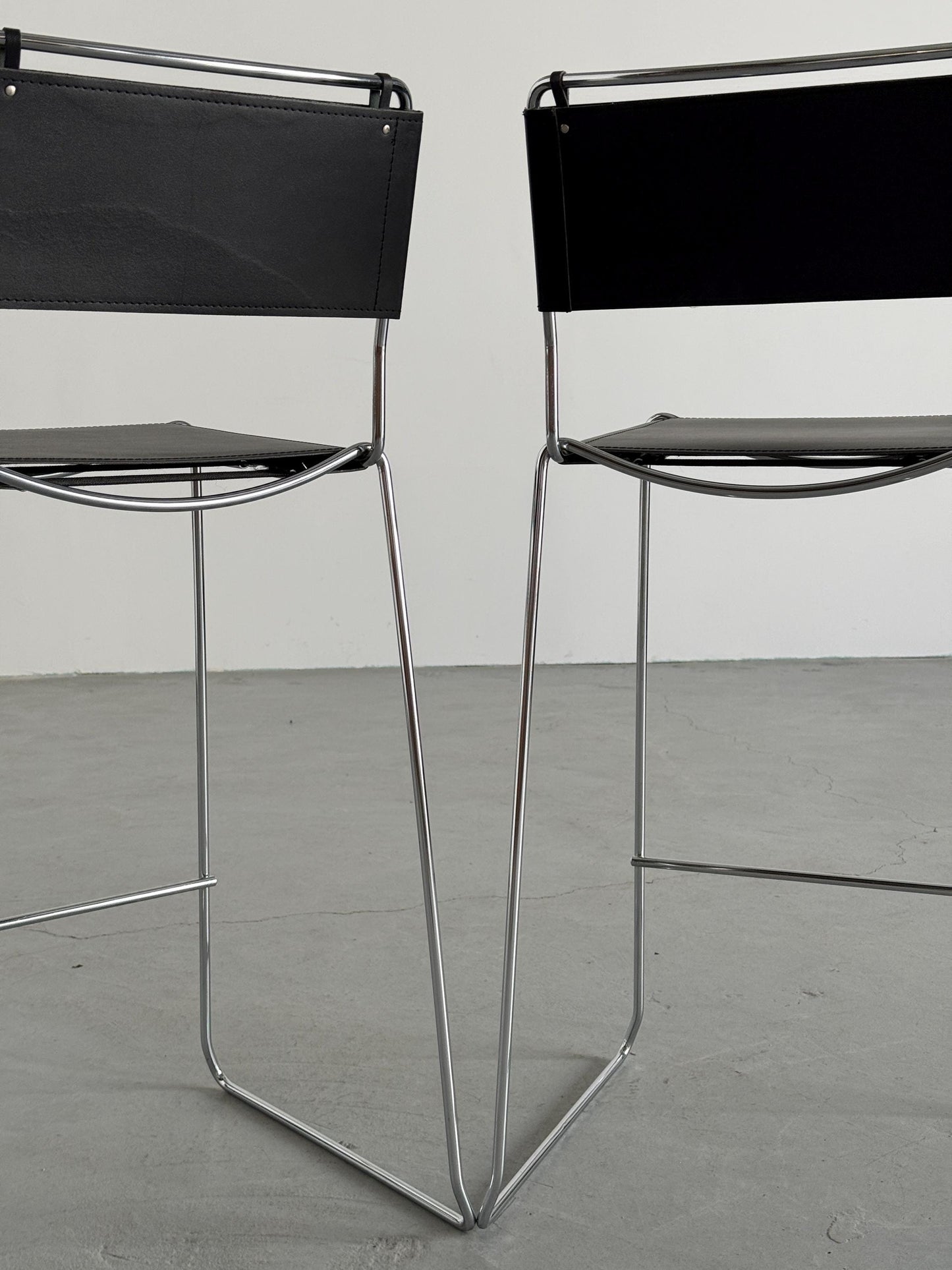 Vintage Set von 2 Barhocker im Stil von Giandomenico Belotti für Alias, Schwarz Chrom