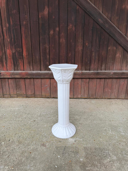 Vintage Blumensäule Blumenständer weiß glänzend Keramik kanneliert