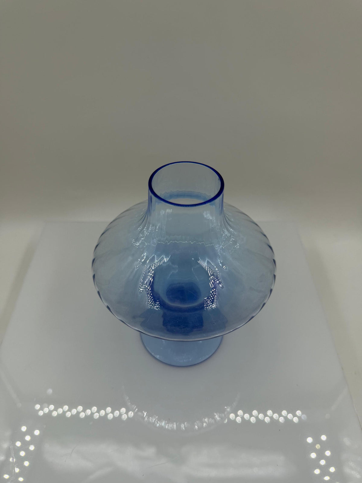 Vintage Glasvase von Lausitzer Glas, hellblau, mundgeblasen, Art Déco Stil, 1960er