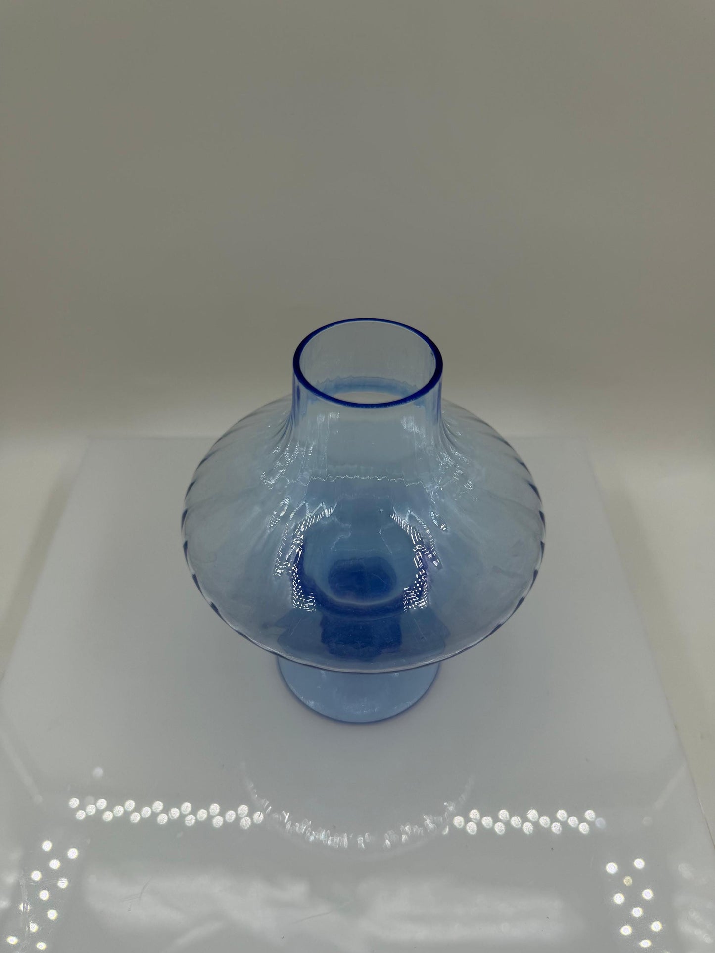 Vintage Glasvase von Lausitzer Glas, hellblau, mundgeblasen, Art Déco Stil, 1960er