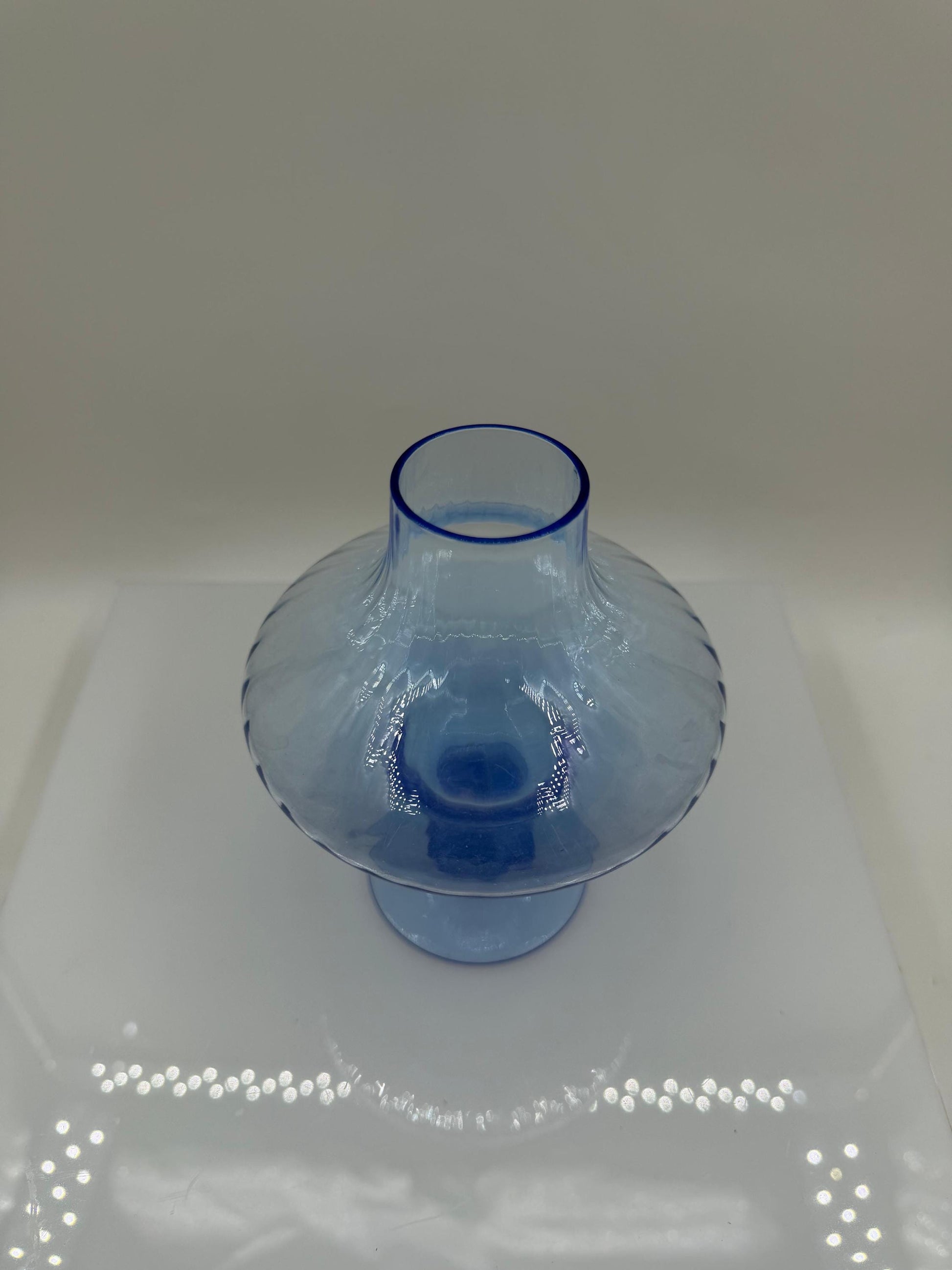 Vintage Glasvase von Lausitzer Glas, hellblau, mundgeblasen, Art Déco Stil, 1960er